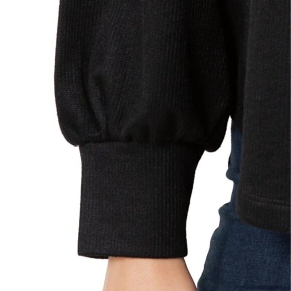 Fever Ladies Rib Knit Long Sleeve V-neck Top Black - Size XL NWT - Picture 5 of 5